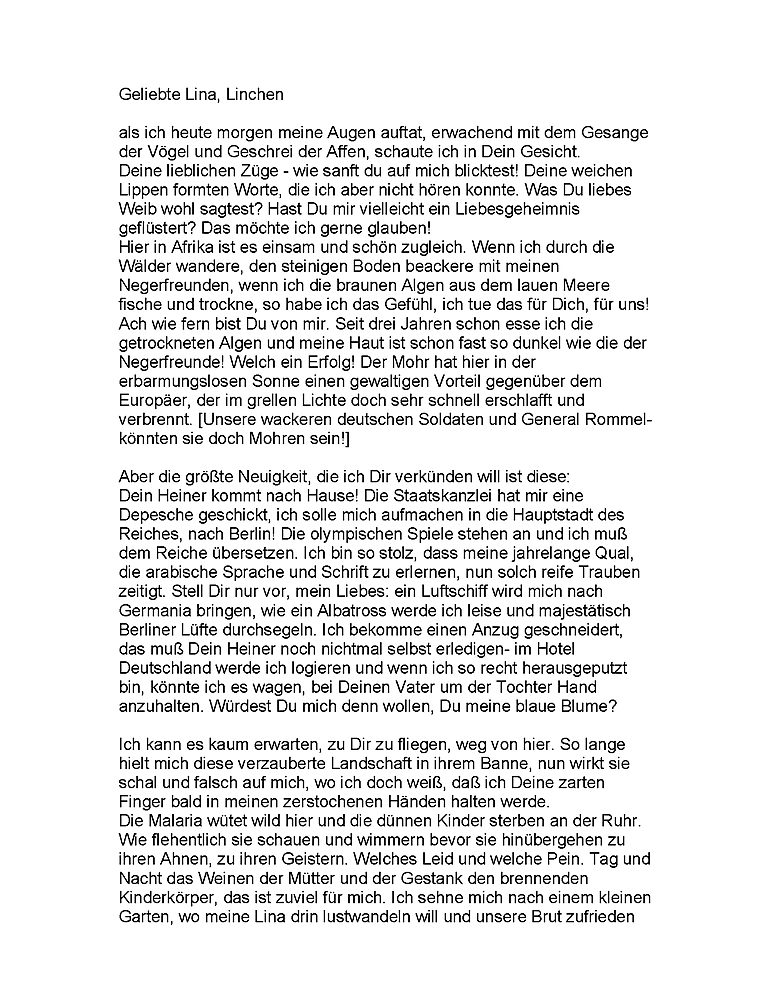 Brief an Linchen (Lina)
